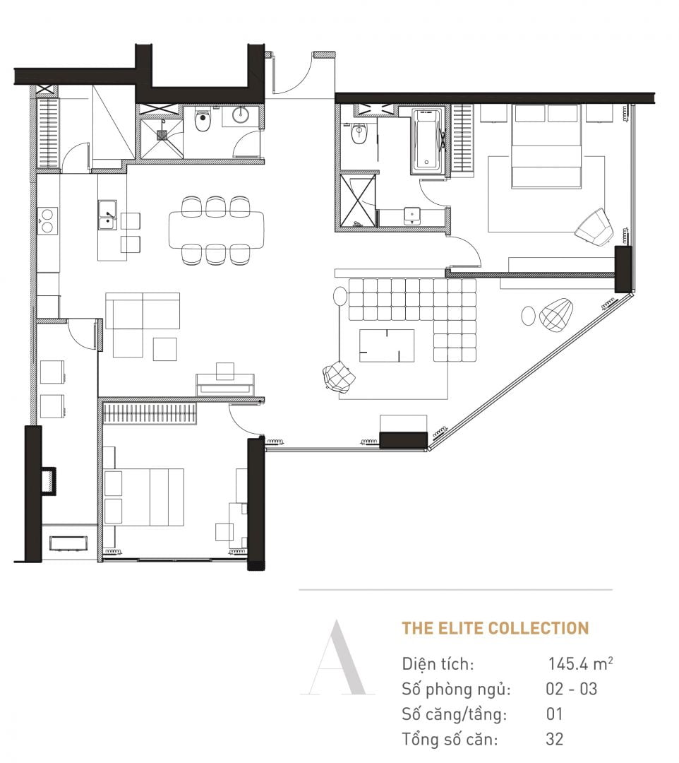 Căn A Summit Building với diện tích 145.4m2