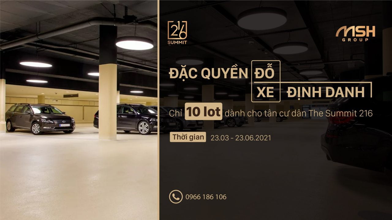 Đặc quyền đỗ xe định danh The summit 216 trần duy hưng