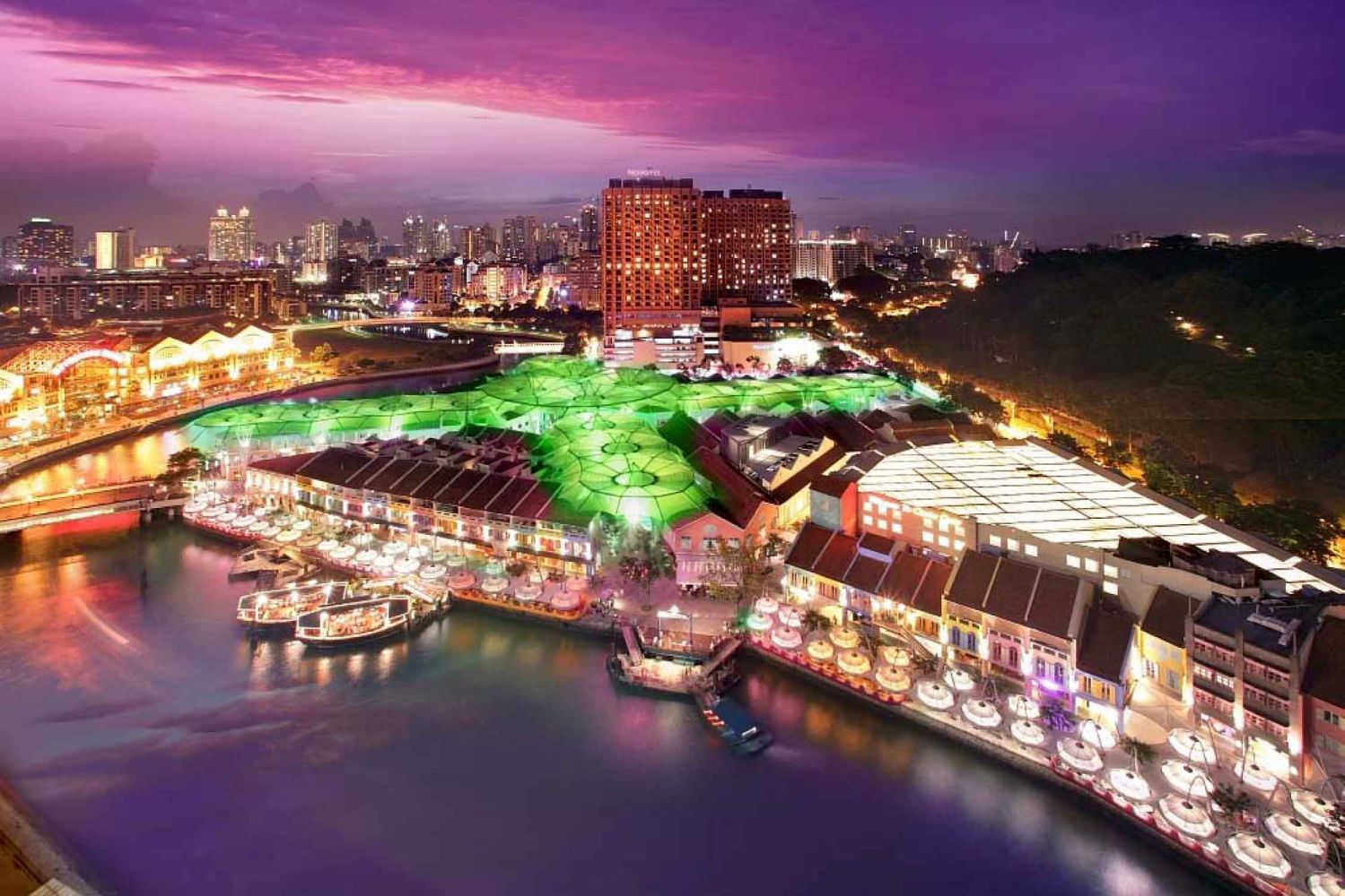 Hình ảnh khu Clarke Quay rực rỡ về đêm