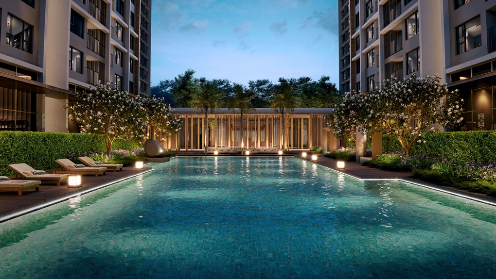 Không gian bể bơi được thiết kế hiện đại mang lại phút giây thư giãn thân - tâm - trí (Ảnh phối cảnh).